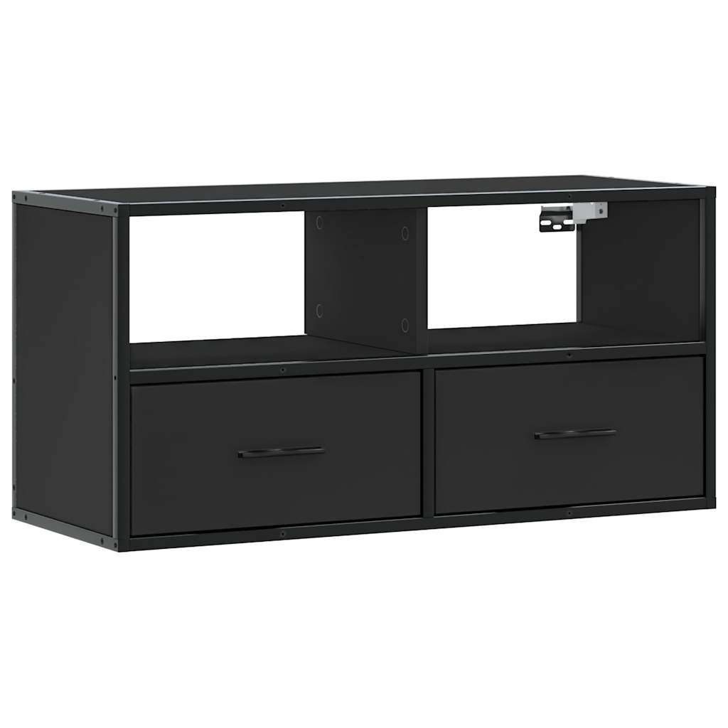 vidaXL Mueble de TV metal y madera de ingeniería negro 80x31x39,5 cm