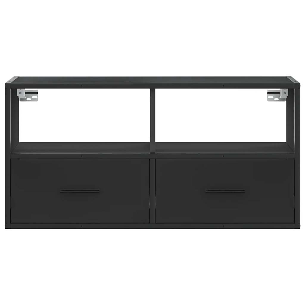 vidaXL Mueble de TV metal y madera de ingeniería negro 80x31x39,5 cm