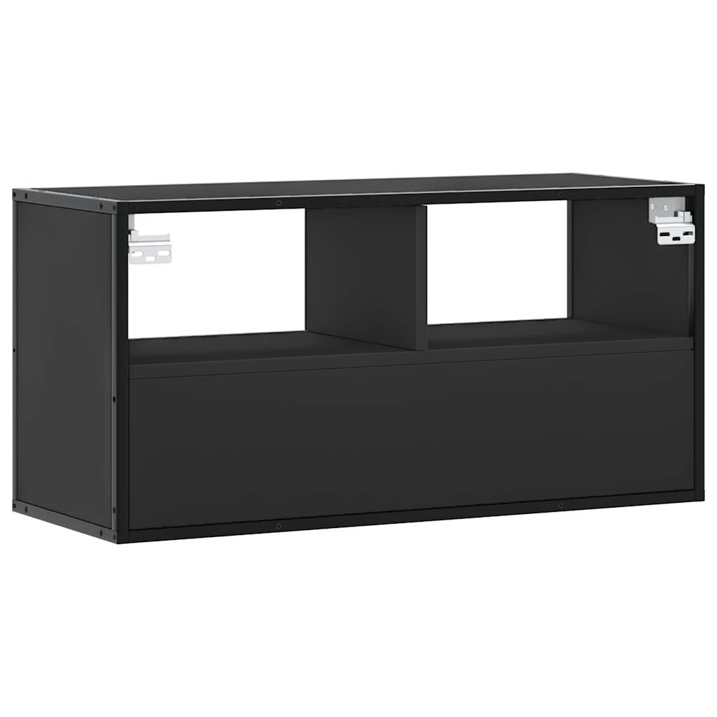 vidaXL Mueble de TV metal y madera de ingeniería negro 80x31x39,5 cm