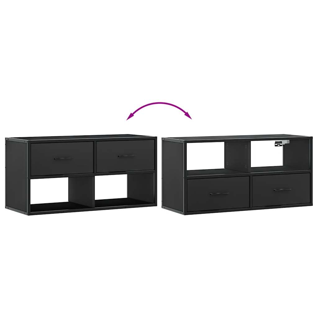 vidaXL Mueble de TV metal y madera de ingeniería negro 80x31x39,5 cm