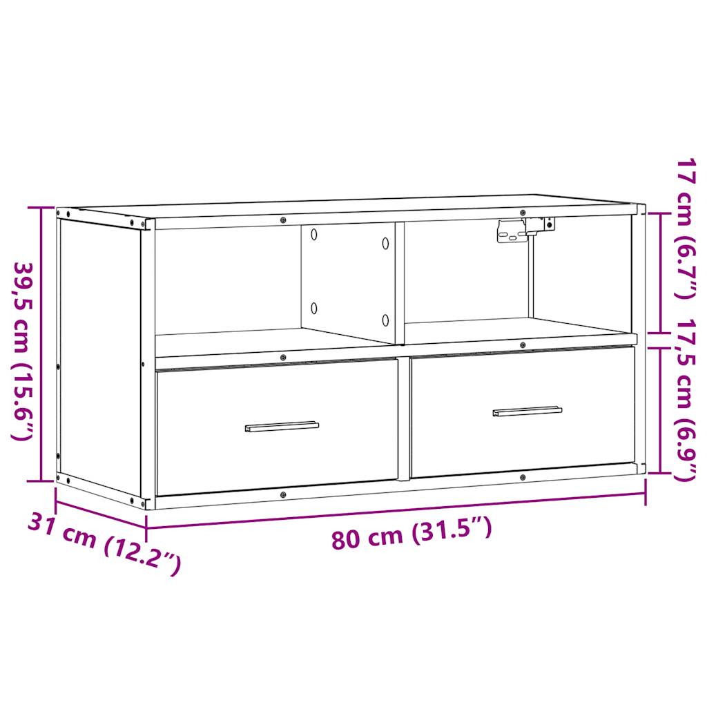 vidaXL Mueble de TV metal y madera de ingeniería negro 80x31x39,5 cm