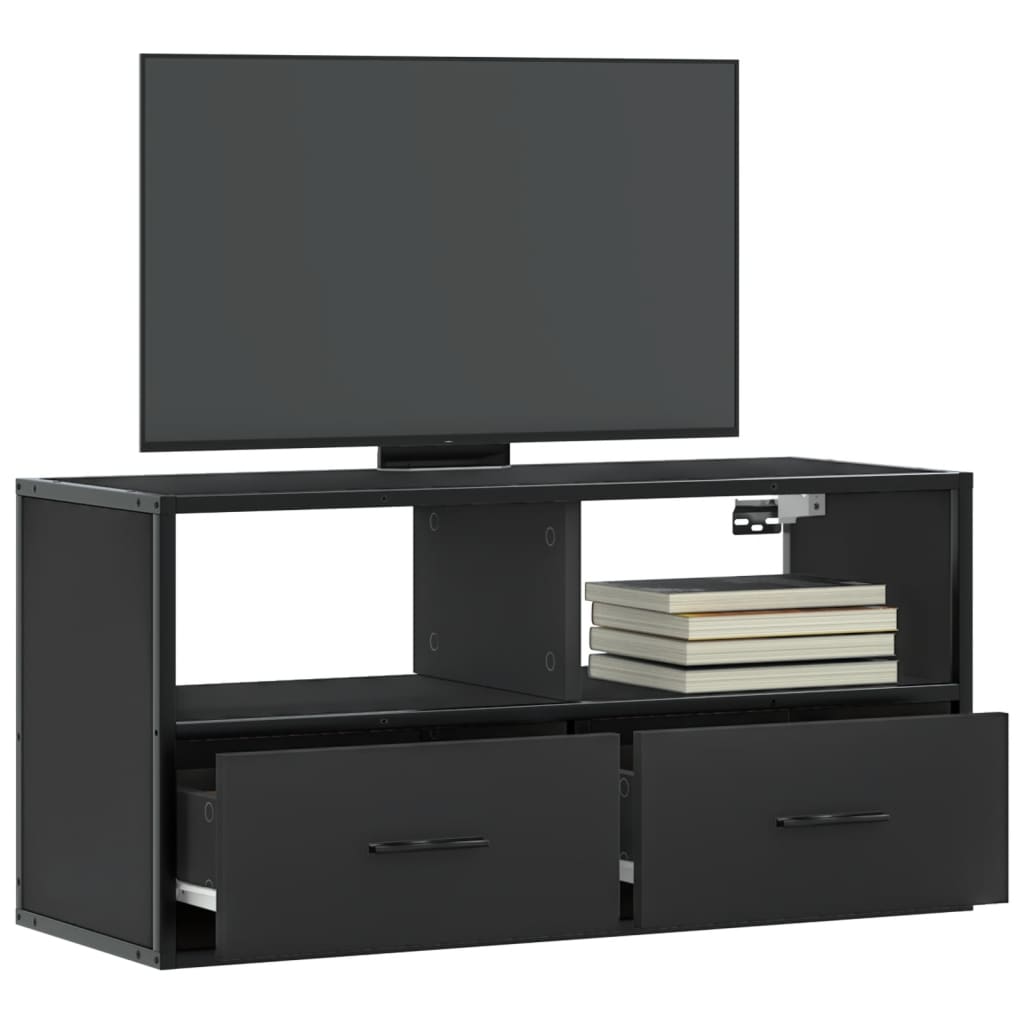 vidaXL Mueble de TV metal y madera de ingeniería negro 80x31x39,5 cm