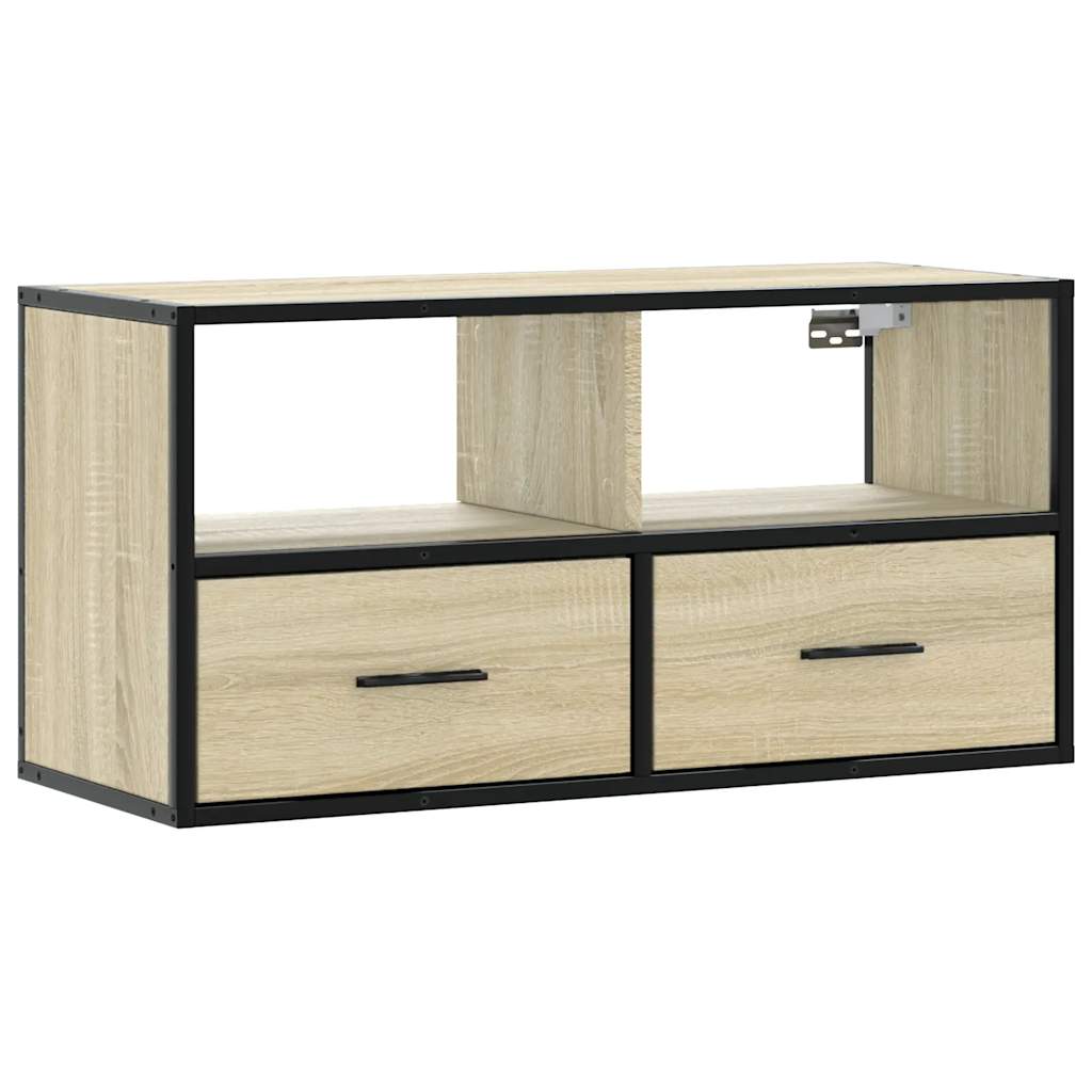 vidaXL Mueble TV madera ingeniería y metal roble Sonoma 80x31x39,5 cm