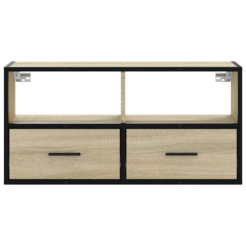 vidaXL Mueble TV madera ingeniería y metal roble Sonoma 80x31x39,5 cm