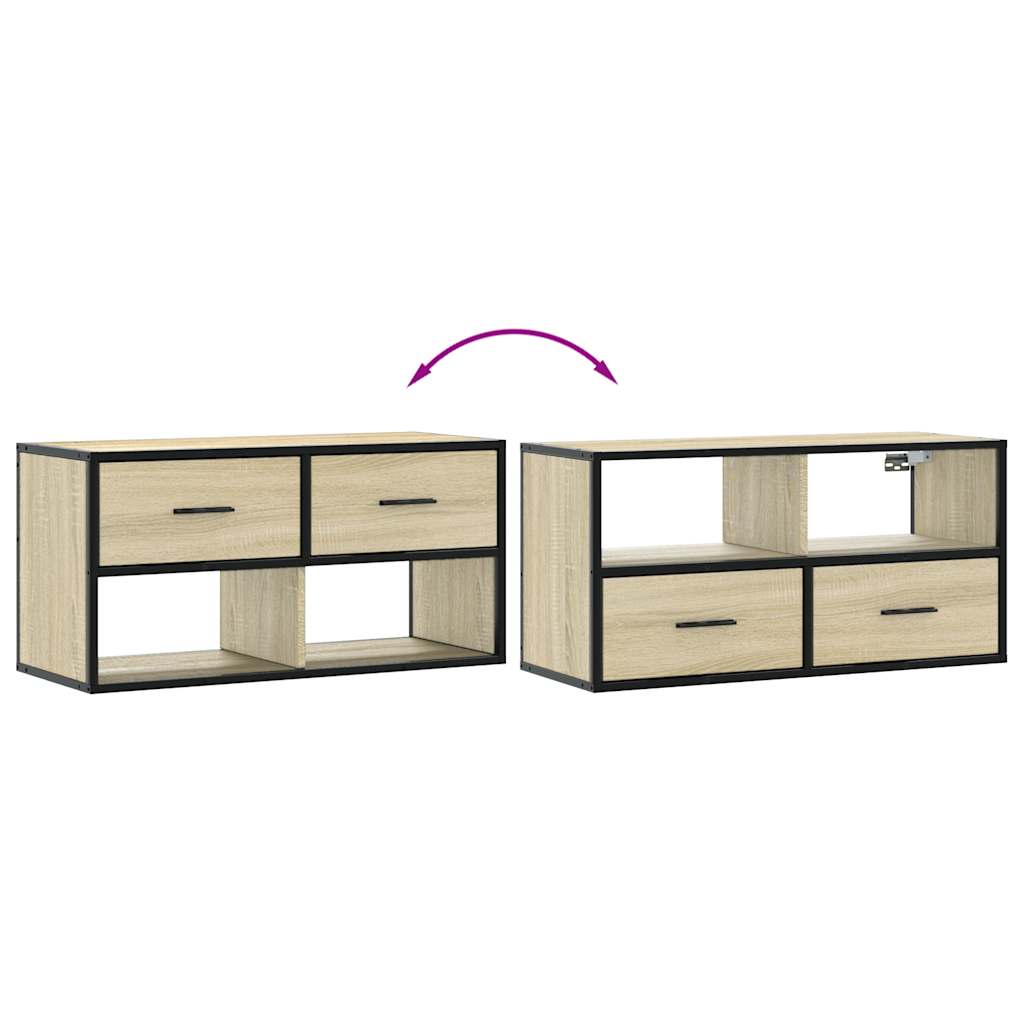 vidaXL Mueble TV madera ingeniería y metal roble Sonoma 80x31x39,5 cm