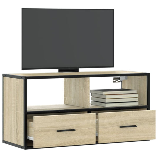 vidaXL Mueble TV madera ingeniería y metal roble Sonoma 80x31x39,5 cm