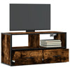 vidaXL Mueble TV metal y madera contrachapada roble humo 80x31x39,5 cm