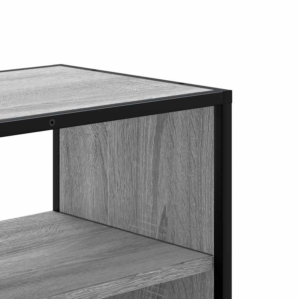 vidaXL Mueble TV madera ingeniería y metal roble ahumado 80x31x39,5 cm