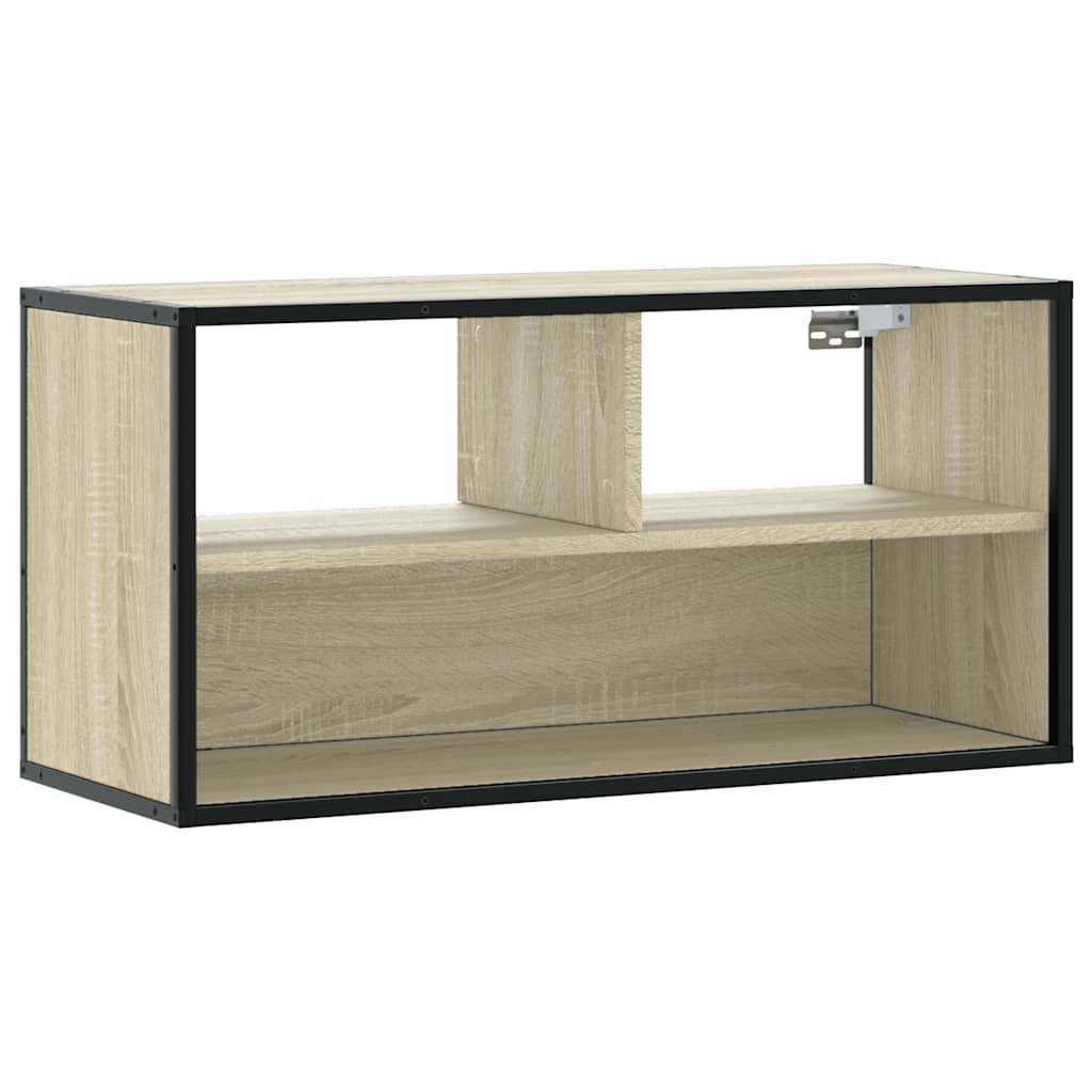 vidaXL Mueble TV madera ingeniería y metal roble Sonoma 80x31x39,5 cm