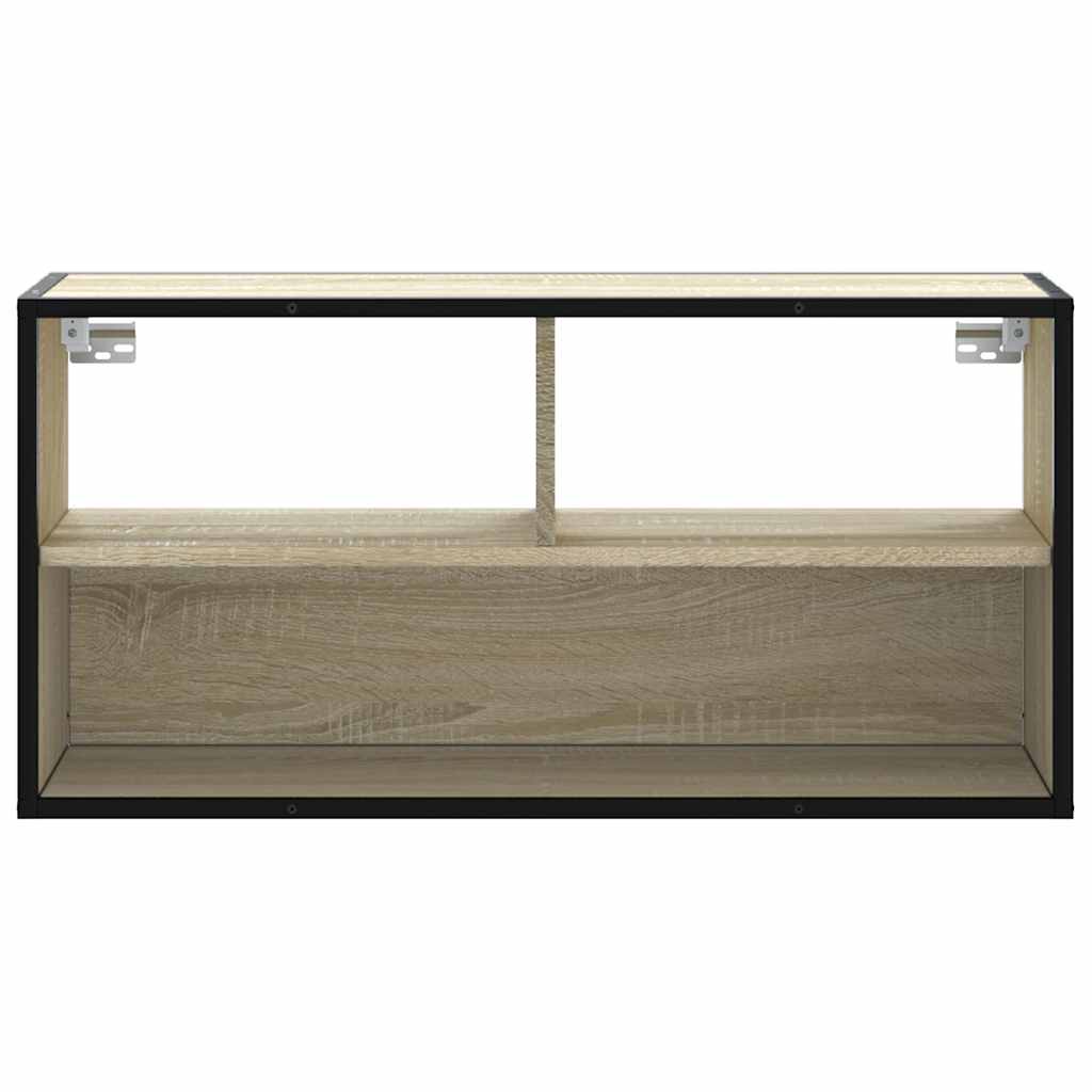 vidaXL Mueble TV madera ingeniería y metal roble Sonoma 80x31x39,5 cm