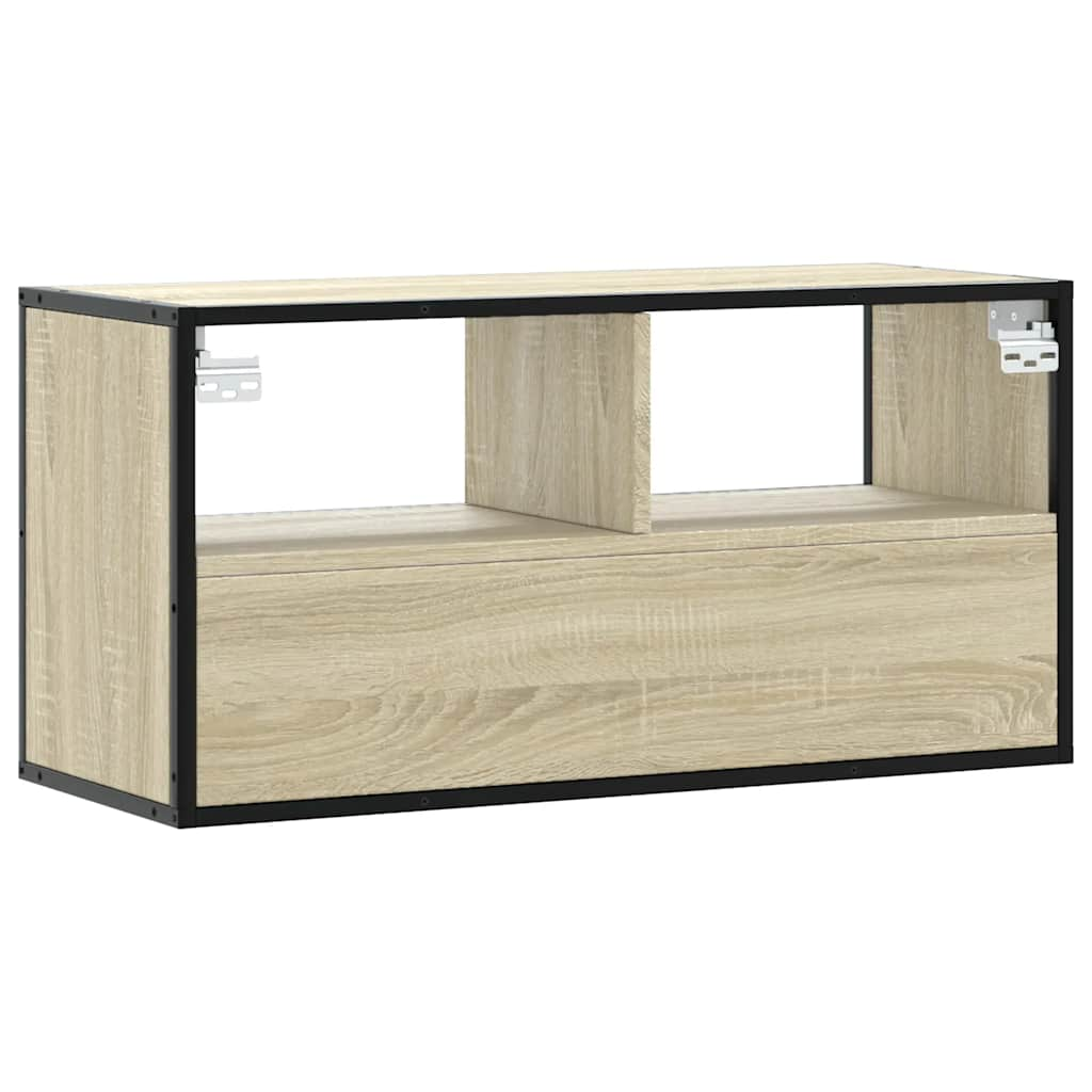 vidaXL Mueble TV madera ingeniería y metal roble Sonoma 80x31x39,5 cm