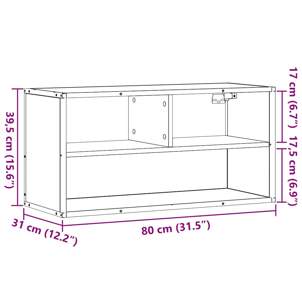 vidaXL Mueble TV madera ingeniería y metal roble Sonoma 80x31x39,5 cm