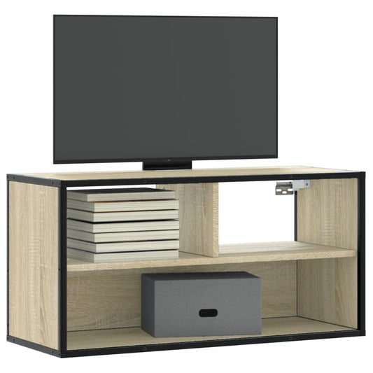 vidaXL Mueble TV madera ingeniería y metal roble Sonoma 80x31x39,5 cm