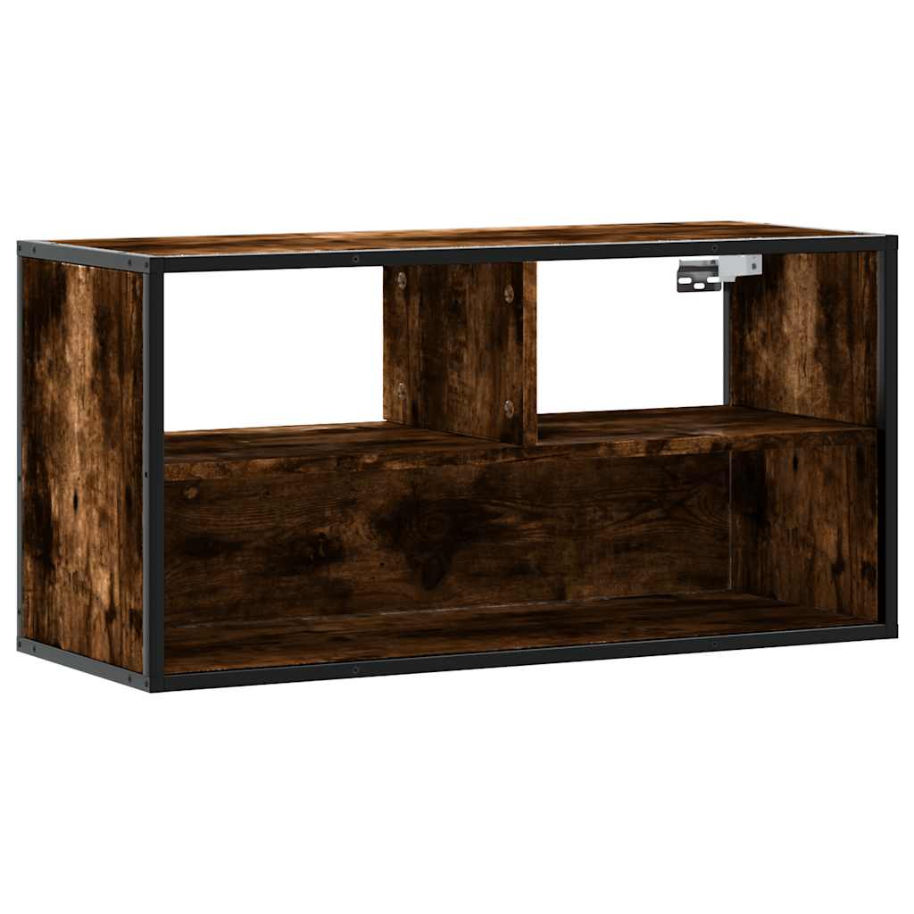 vidaXL Mueble TV metal y madera contrachapada roble humo 80x31x39,5 cm