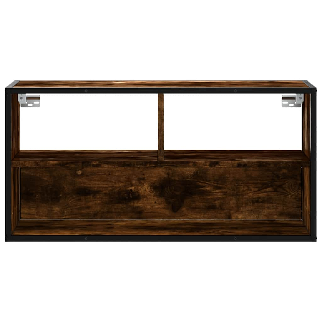 vidaXL Mueble TV metal y madera contrachapada roble humo 80x31x39,5 cm