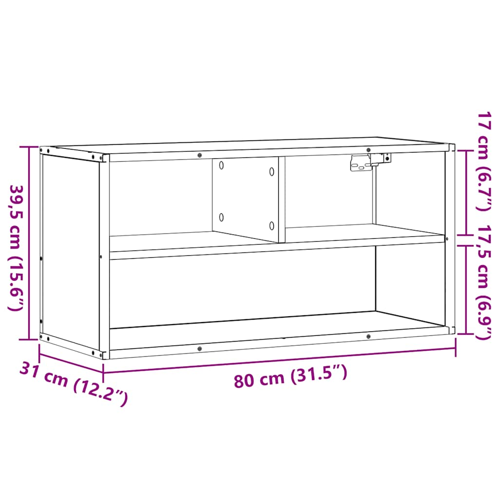 vidaXL Mueble TV metal y madera contrachapada roble humo 80x31x39,5 cm