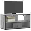 vidaXL Mueble TV madera ingeniería y metal roble ahumado 80x31x39,5 cm