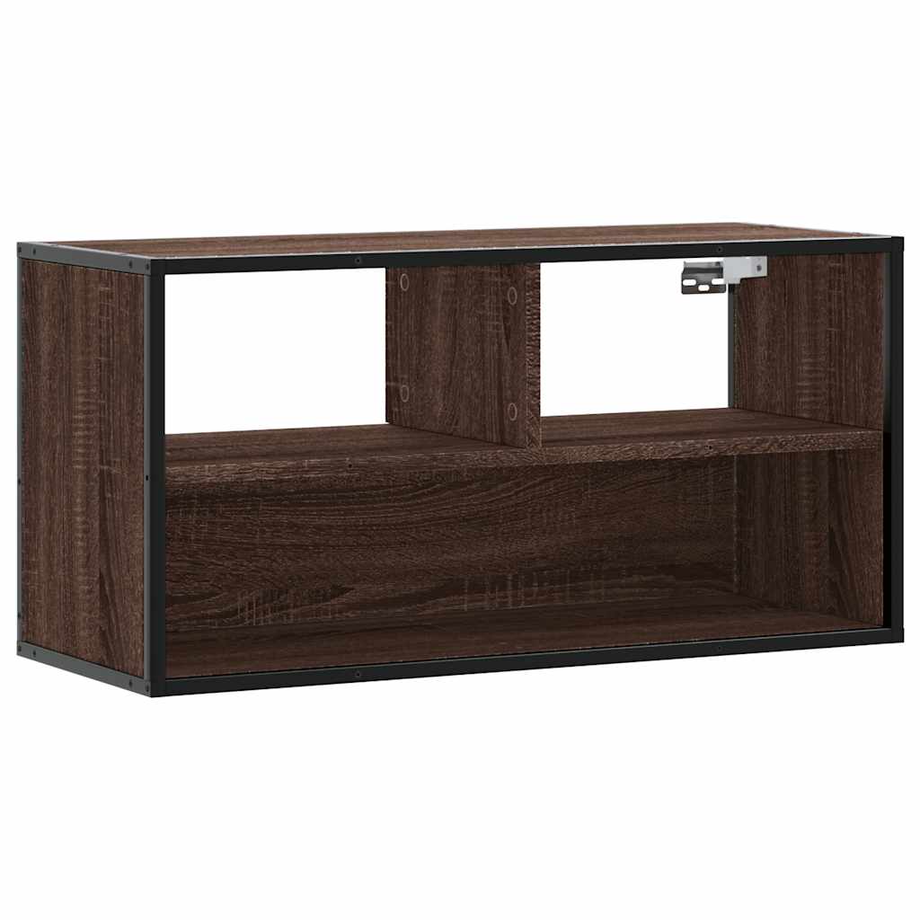 vidaXL Mueble TV madera ingeniería y metal marrón roble 80x31x39,5 cm