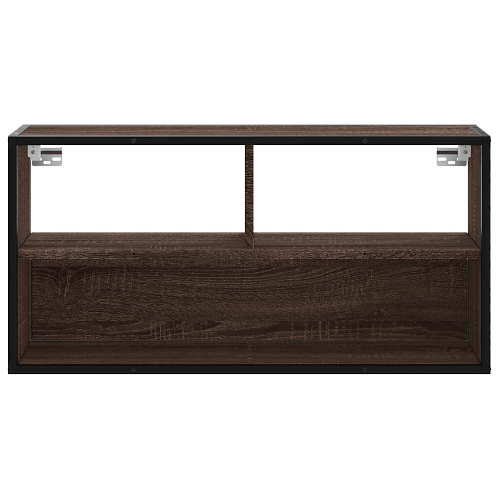 vidaXL Mueble TV madera ingeniería y metal marrón roble 80x31x39,5 cm