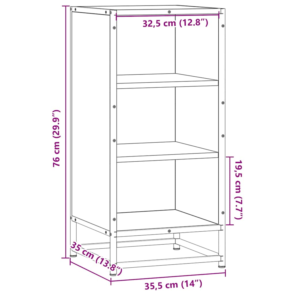 vidaXL Aparador de madera de ingeniería y metal negro 35,5x35x76 cm