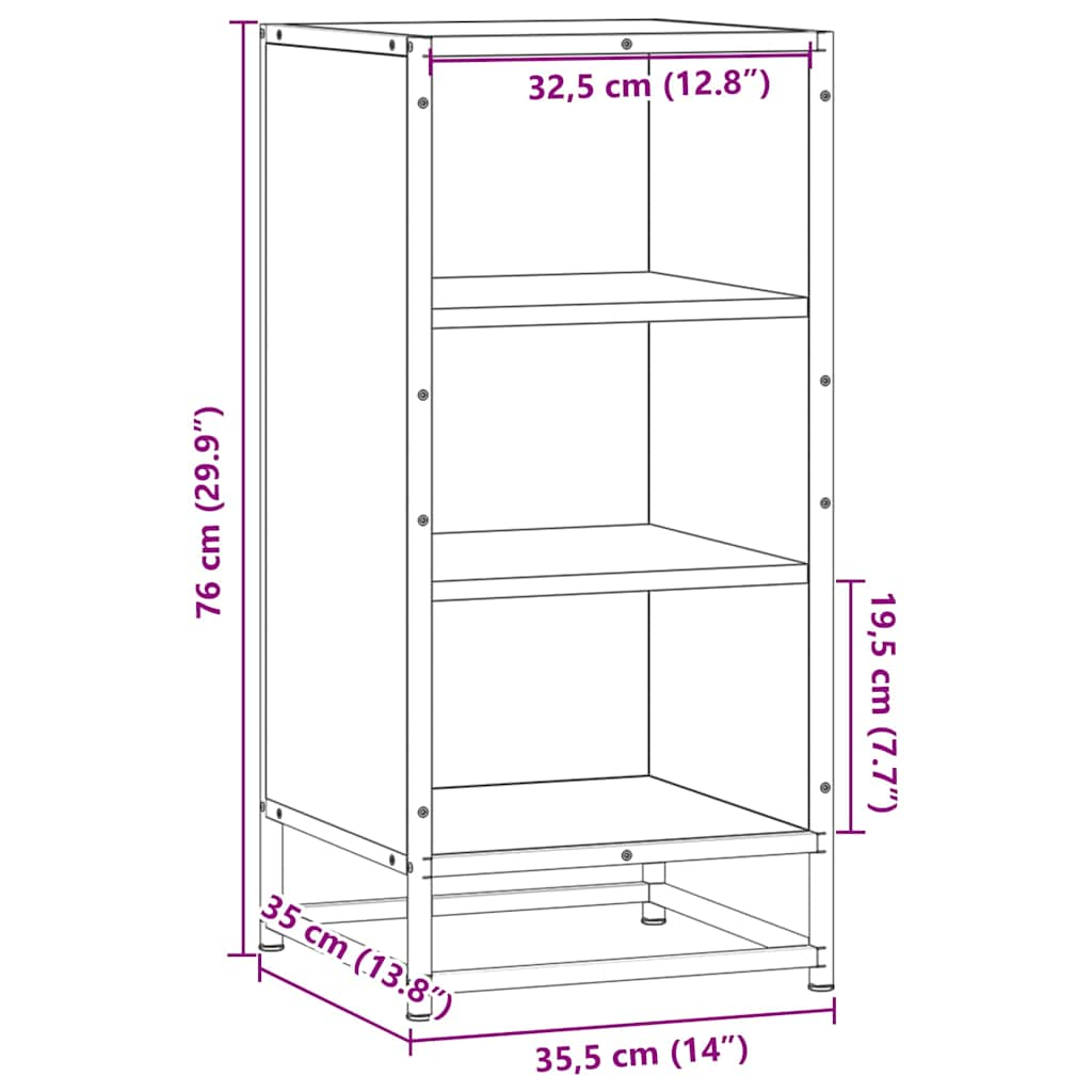 vidaXL Aparador madera ingeniería y metal roble Sonoma 35,5x35x76 cm