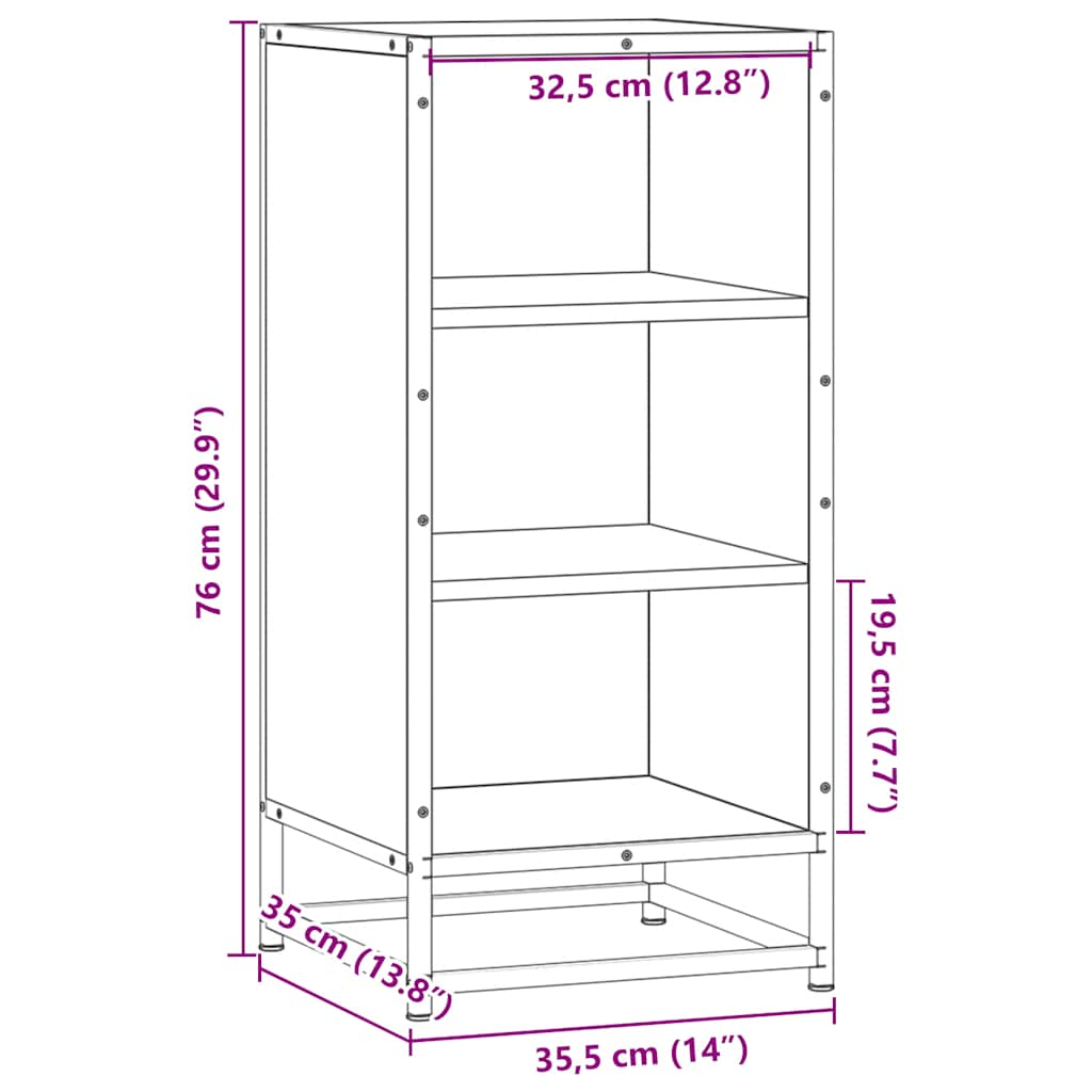 vidaXL Aparador madera ingeniería y metal roble ahumado 35,5x35x76 cm