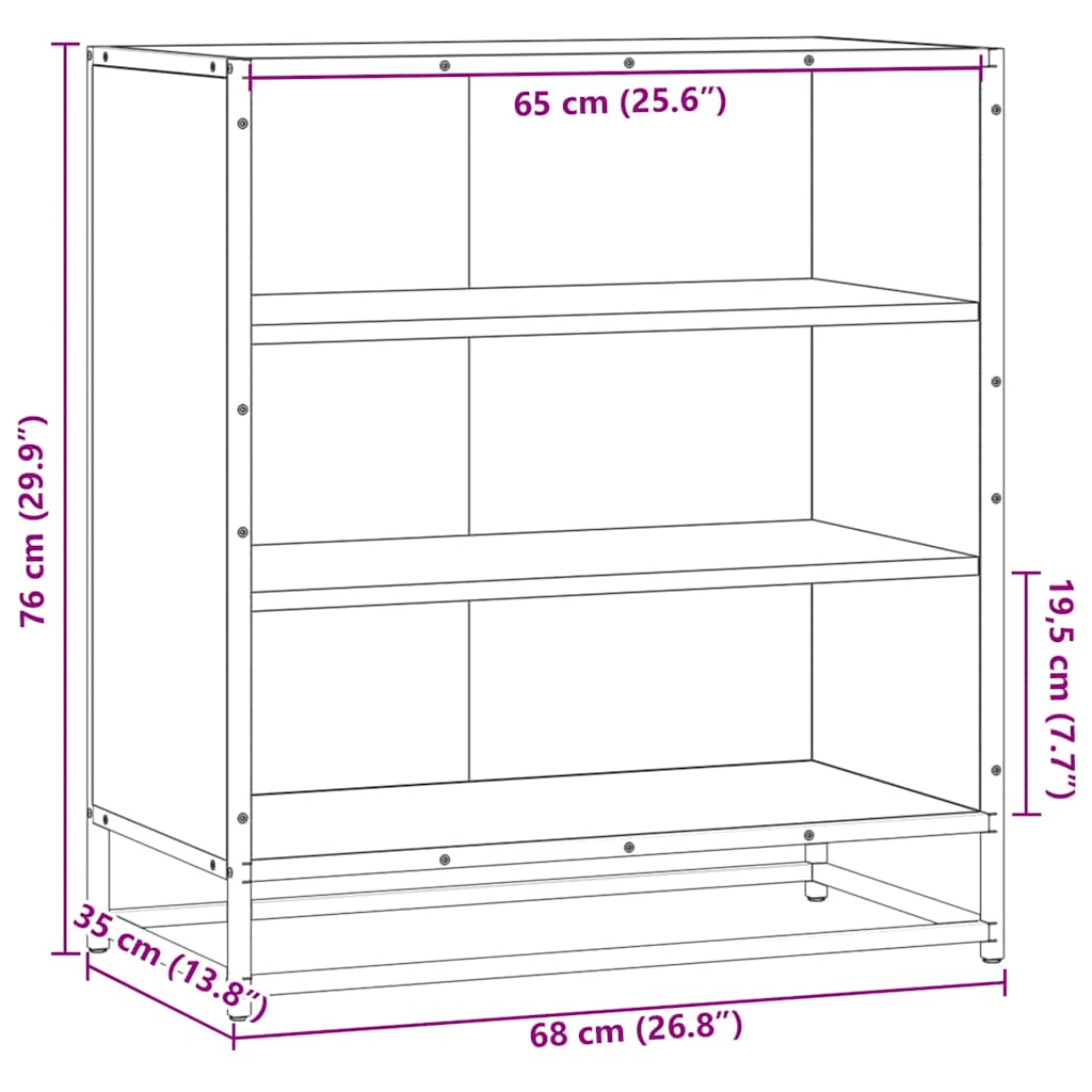 vidaXL Aparador madera ingeniería y metal roble Sonoma 68x35x76 cm