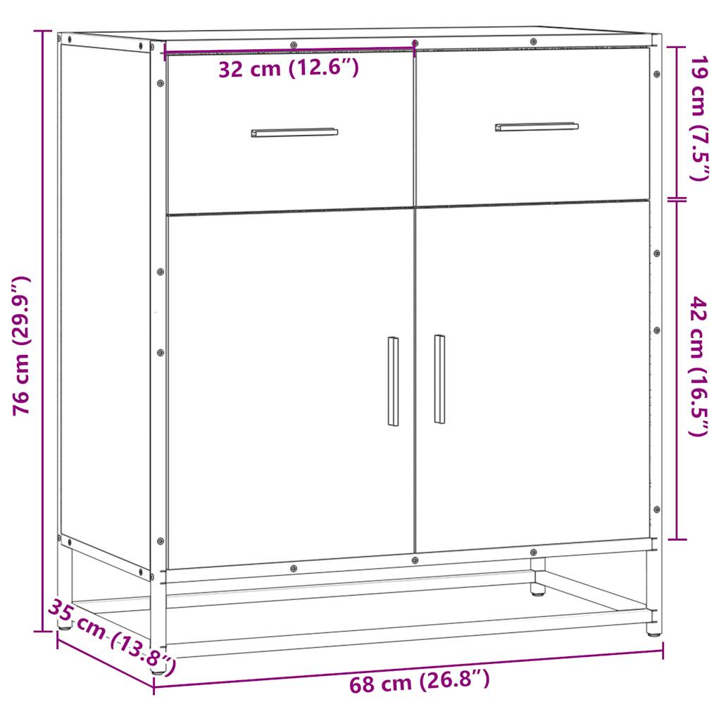 vidaXL Aparador madera ingeniería roble Sonoma 68x35x76 cm