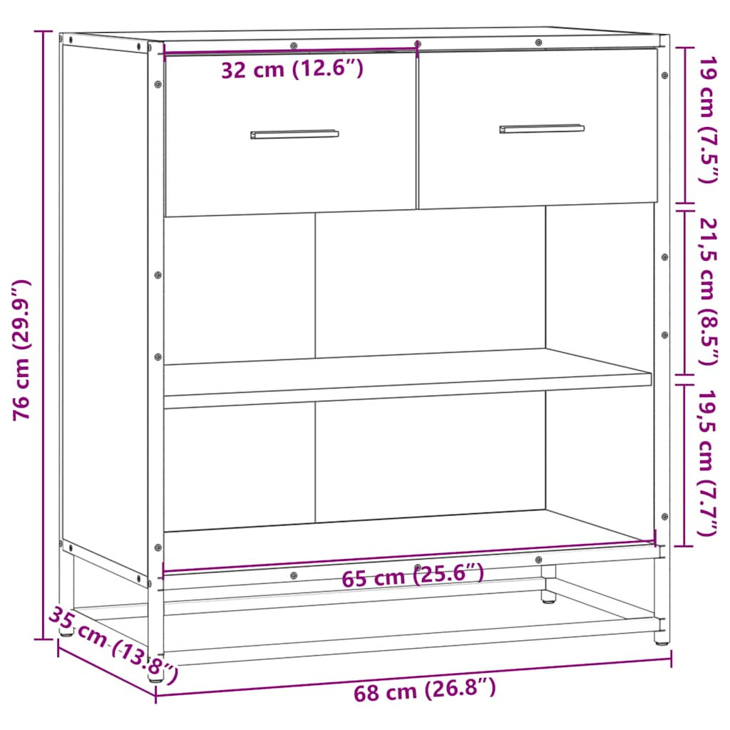 vidaXL Aparador madera ingeniería roble Sonoma 68x35x76 cm