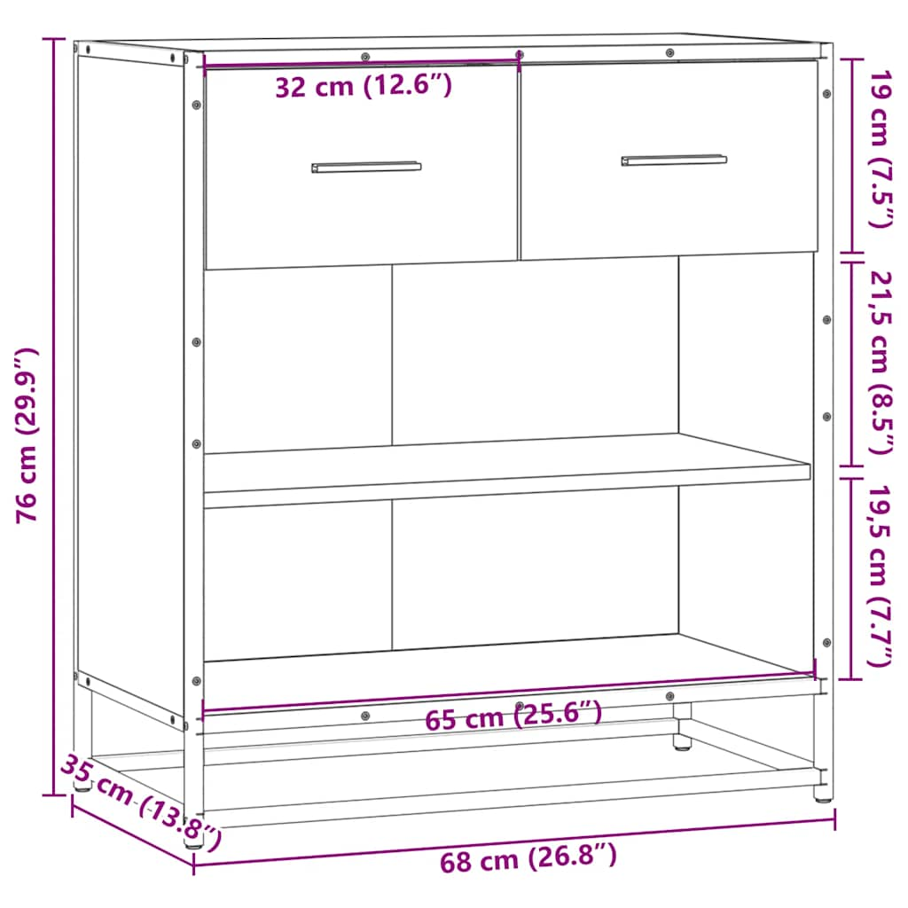 vidaXL Aparador madera ingeniería gris sonoma 68x35x76 cm