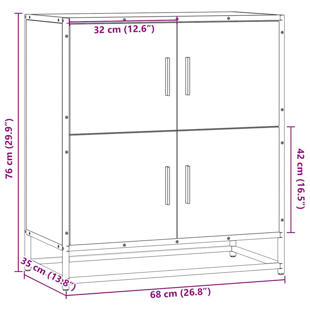 vidaXL Aparador madera ingeniería roble Sonoma 68x35x76 cm