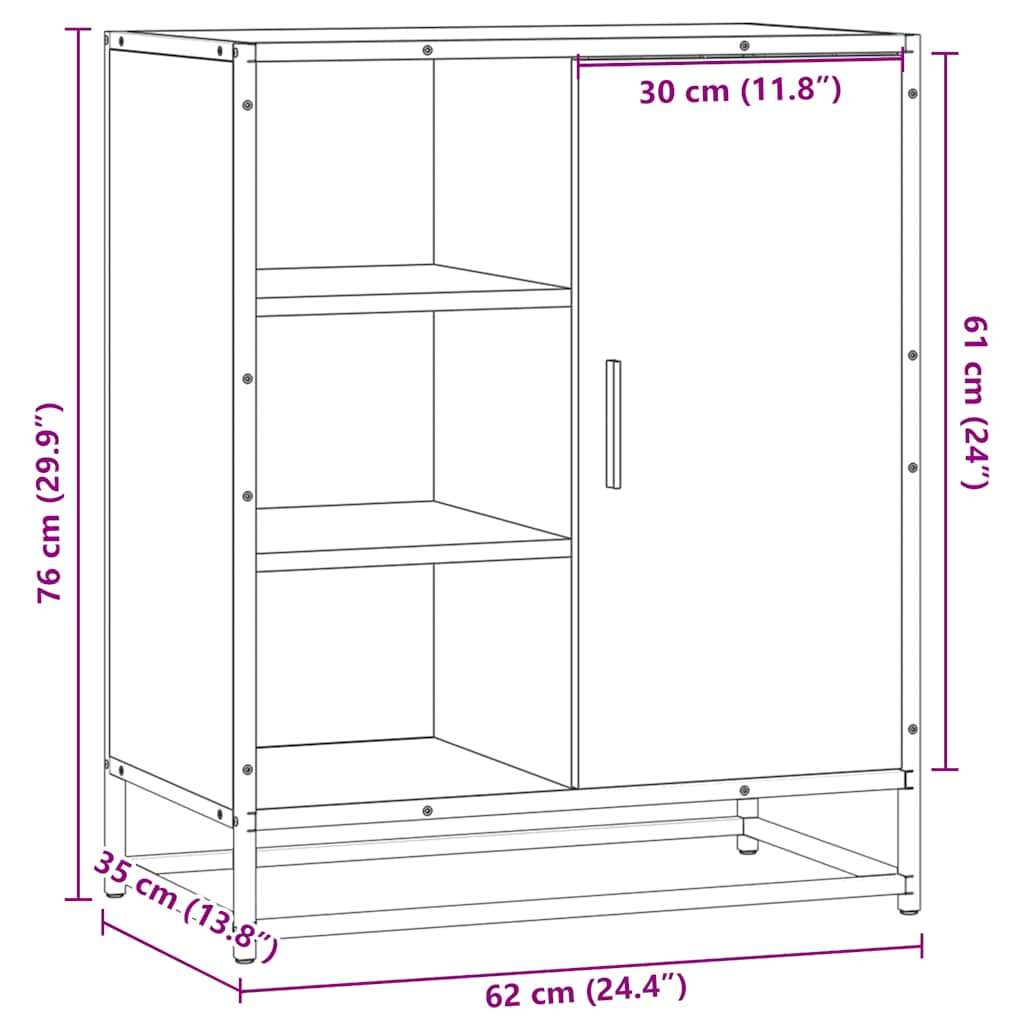 vidaXL Aparador de madera de ingeniería negro 62x35x76 cm