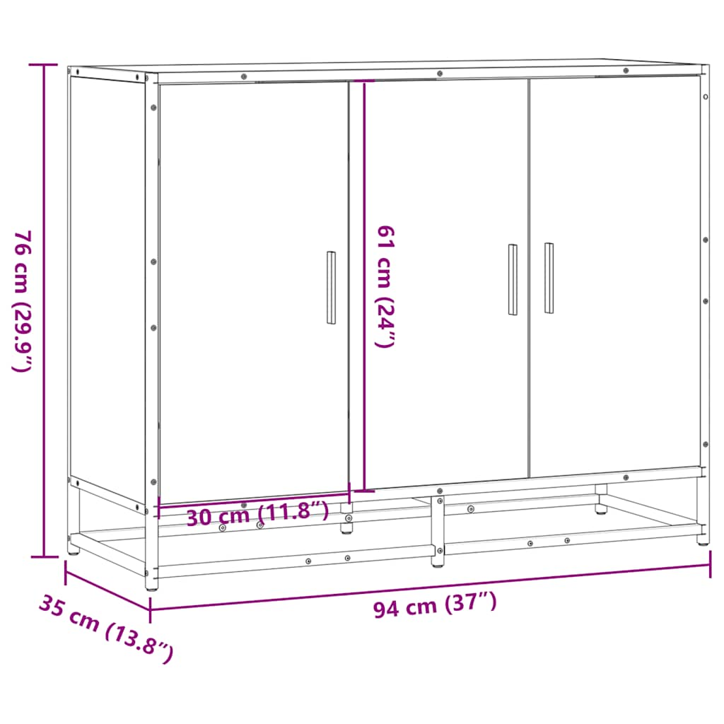 vidaXL Aparador de madera de ingeniería negro 94x35x76 cm