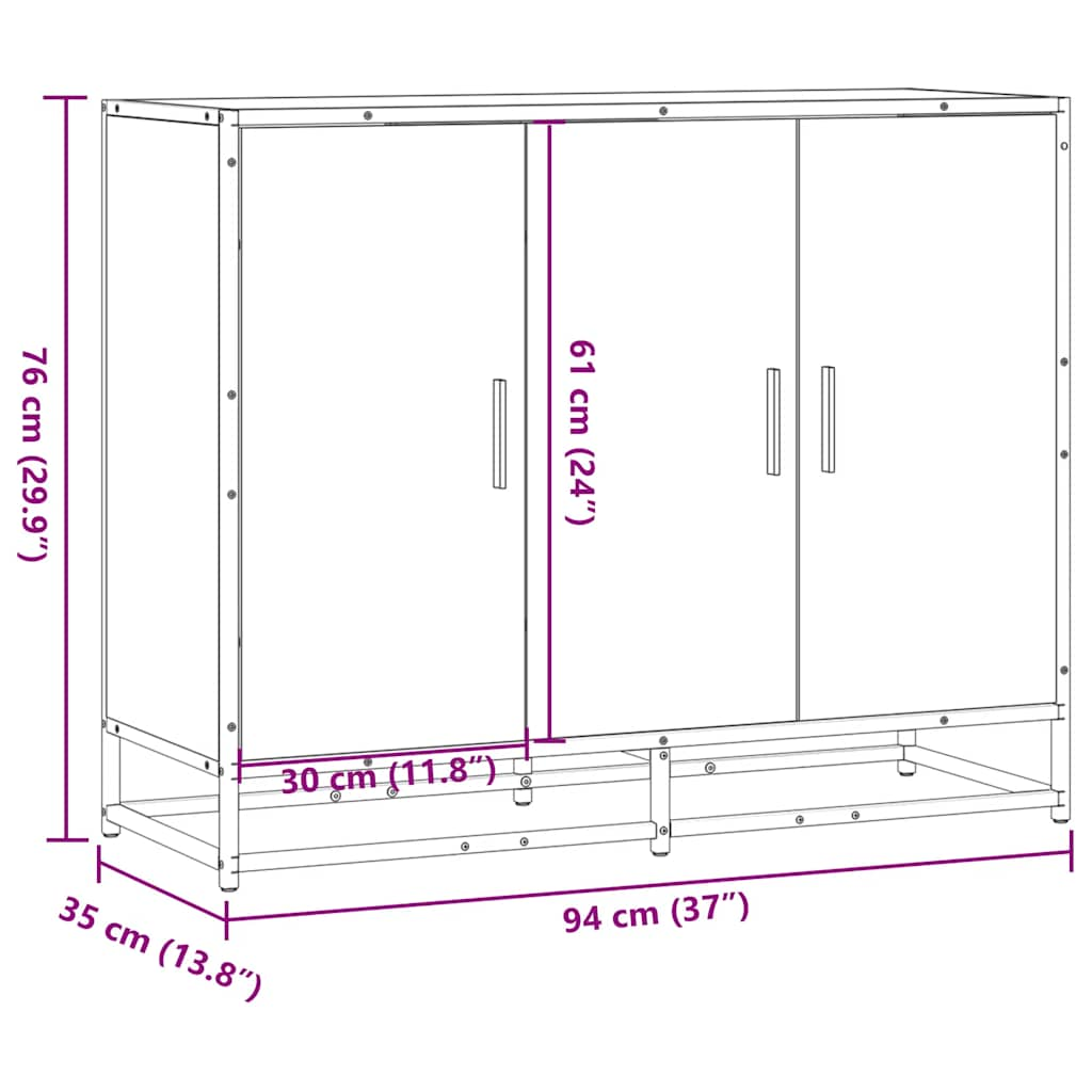 vidaXL Aparador madera de ingeniería roble sonoma 94x35x76 cm