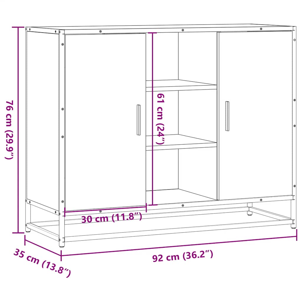 vidaXL Aparador de madera de ingeniería negro 92x35x76 cm