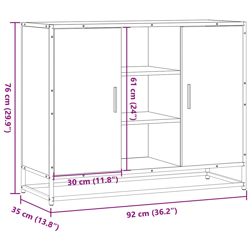 vidaXL Aparador de madera de ingeniería roble Sonoma 92x35x76 cm