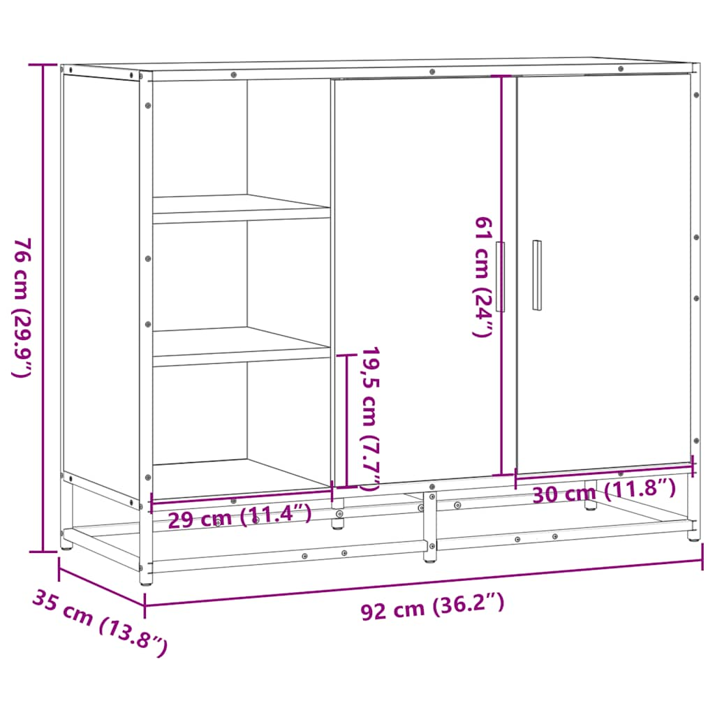 vidaXL Aparador de madera de ingeniería negro 92x35x76 cm