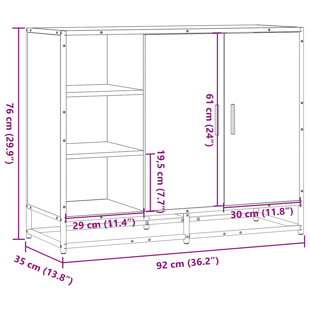 vidaXL Aparador de madera de ingeniería roble Sonoma 92x35x76 cm