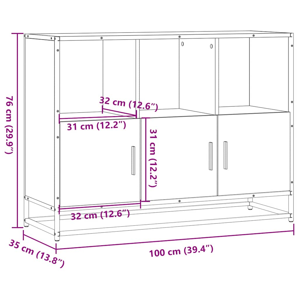 vidaXL Aparador de madera de ingeniería negro 100x35x76 cm