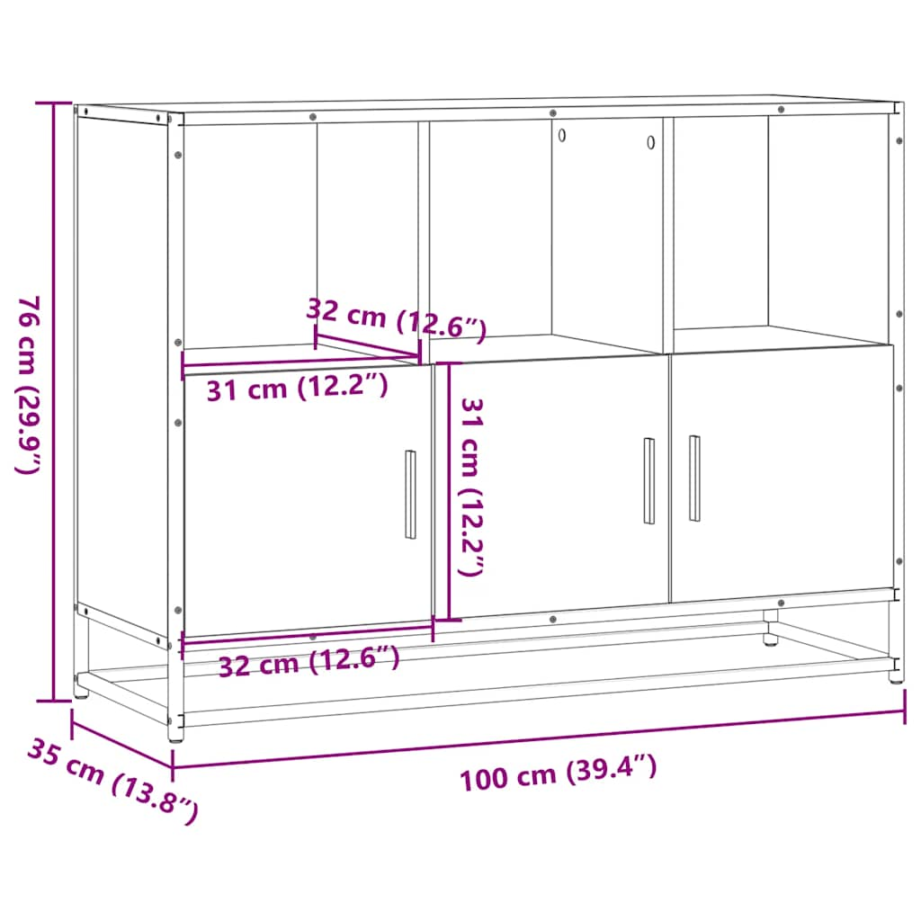 vidaXL Aparador de madera contrachapada roble sonoma 100x35x76 cm