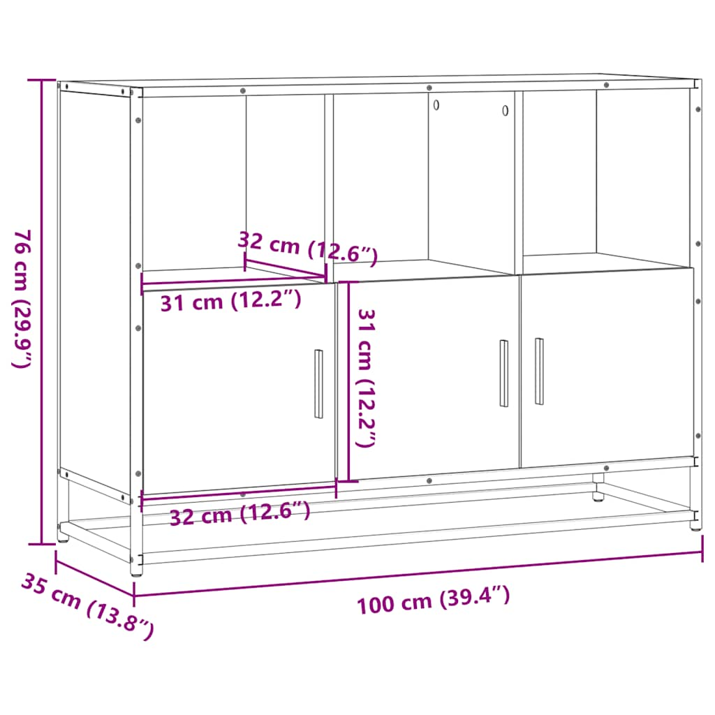 vidaXL Aparador de madera de ingeniería gris sonoma 100x35x76 cm