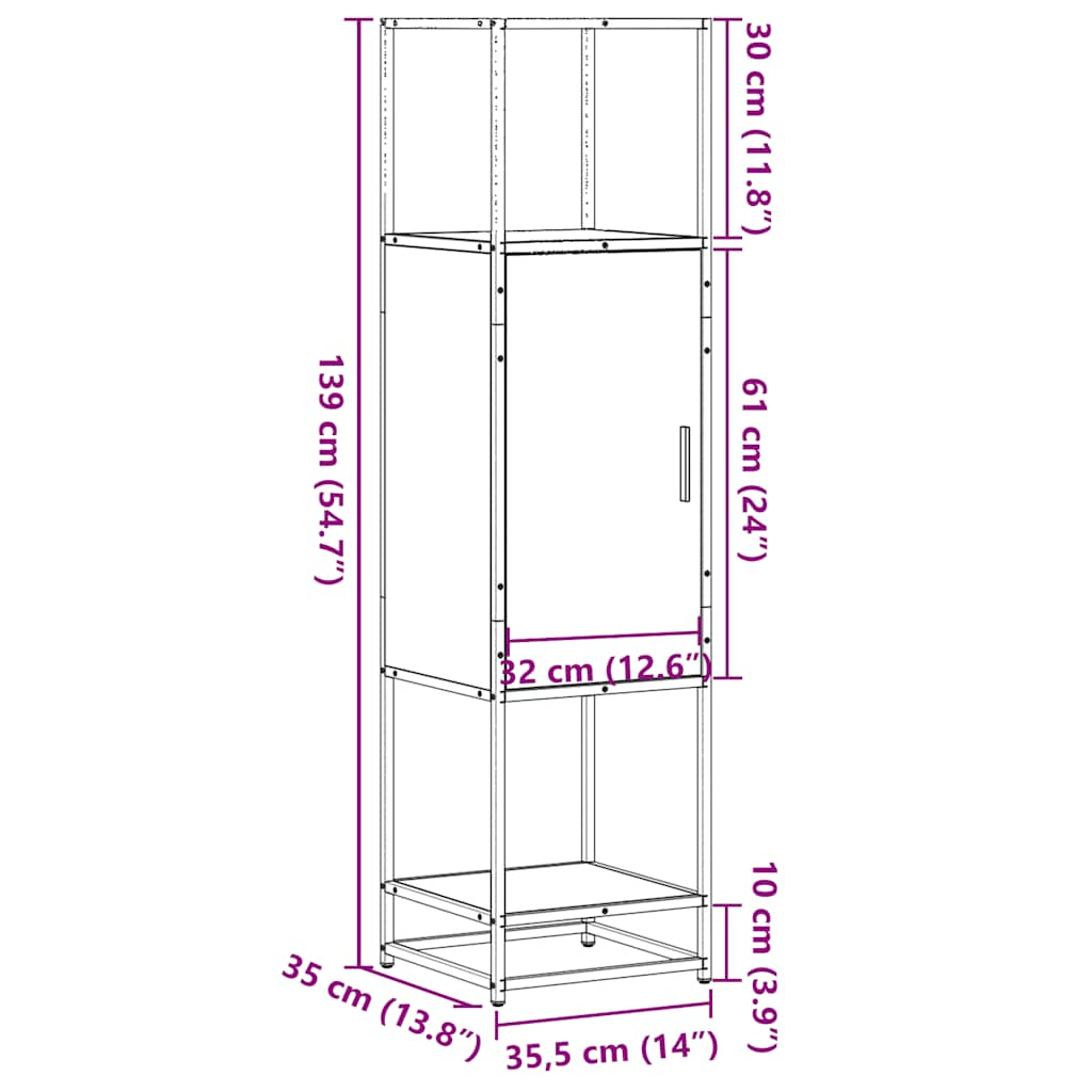 vidaXL Aparador alto madera de ingeniería y metal 35,5x35x139 cm