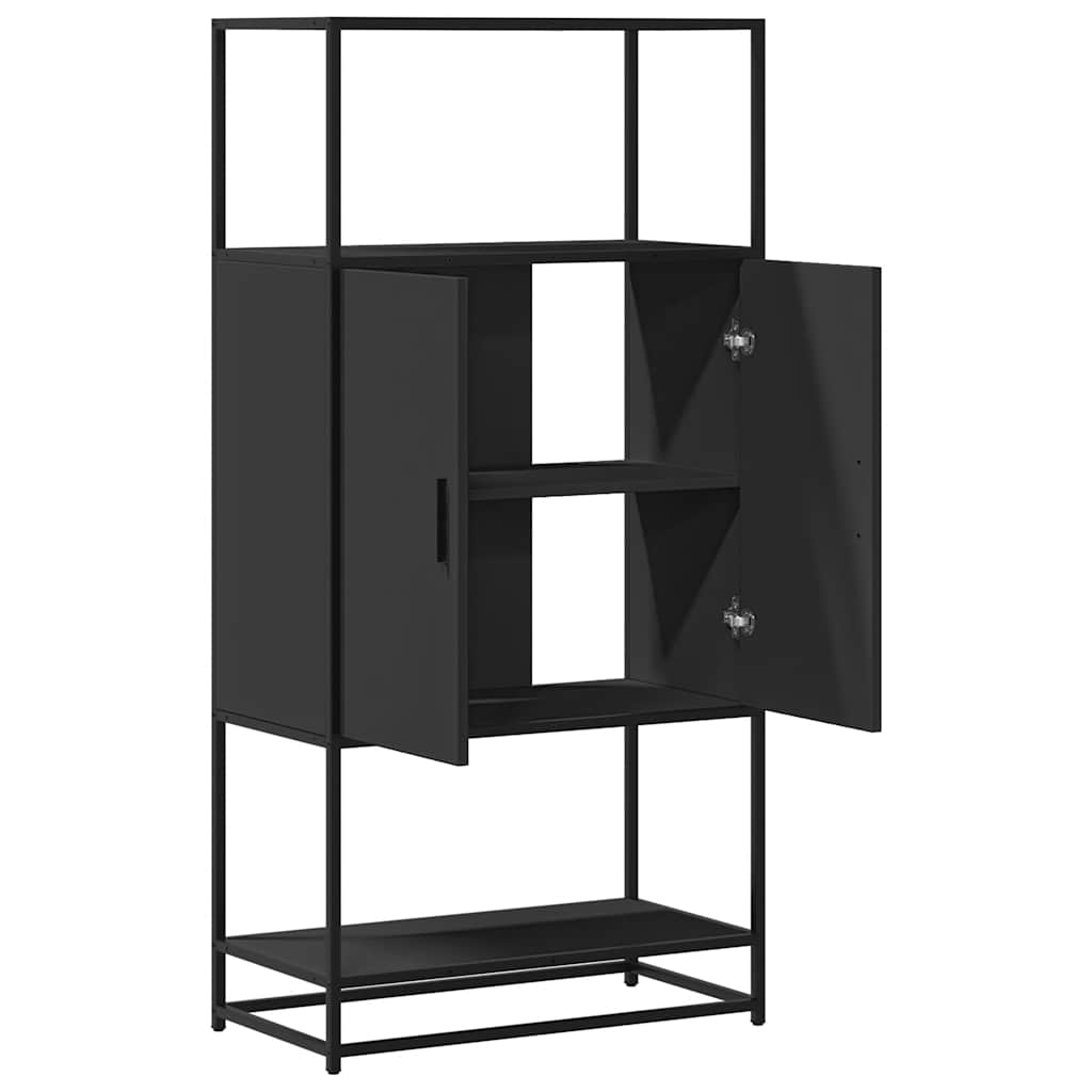 vidaXL Aparador alto madera de ingeniería y metal negro 68x35x139 cm