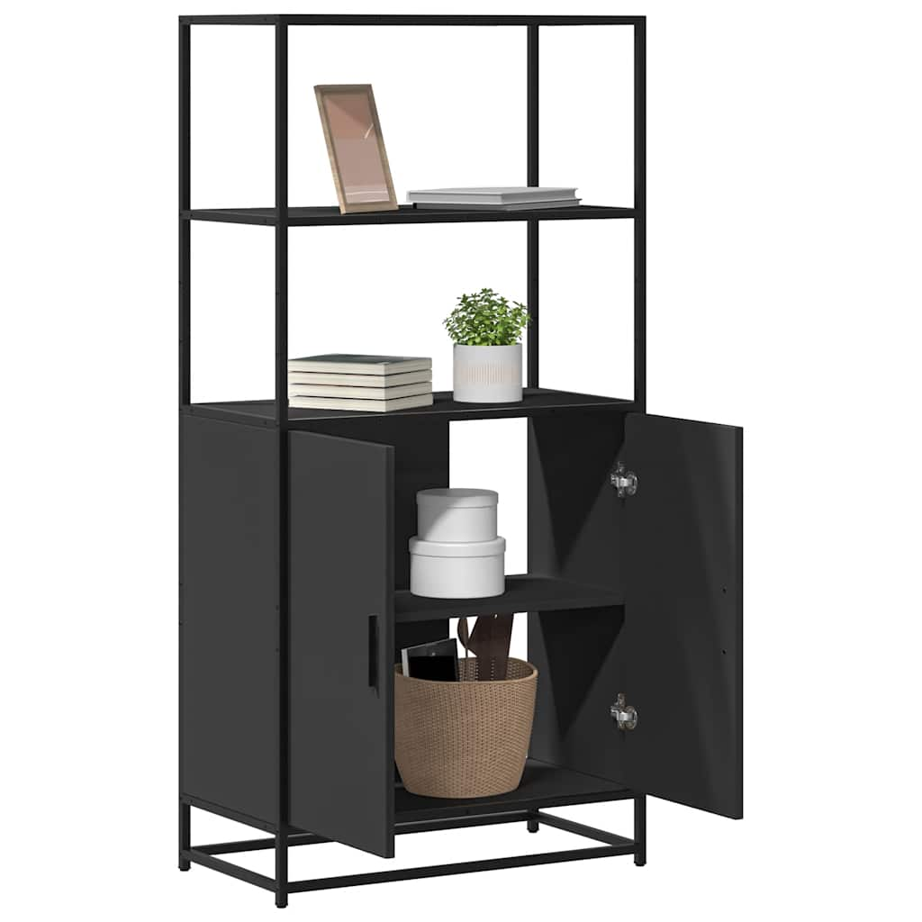 vidaXL Aparador alto madera de ingeniería y metal negro 68x35x139 cm