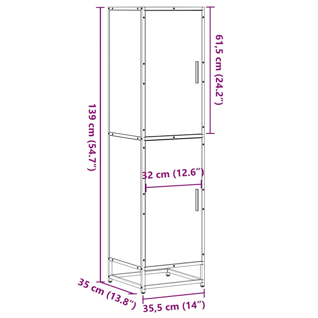 vidaXL Aparador alto madera de ingeniería y metal 35,5x35x139 cm