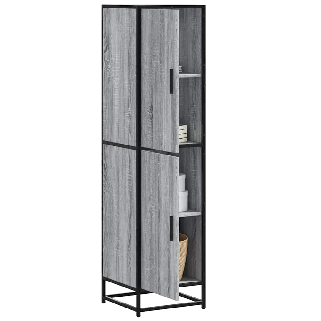 vidaXL Aparador alto madera ingeniería metal gris sonoma 35,5x35x13 cm