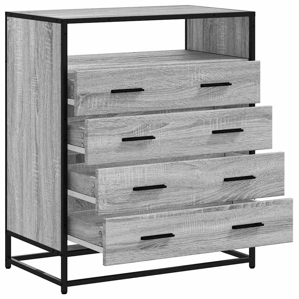 vidaXL Cajonera de madera contrachapada gris sonoma 70x41x83,5 cm