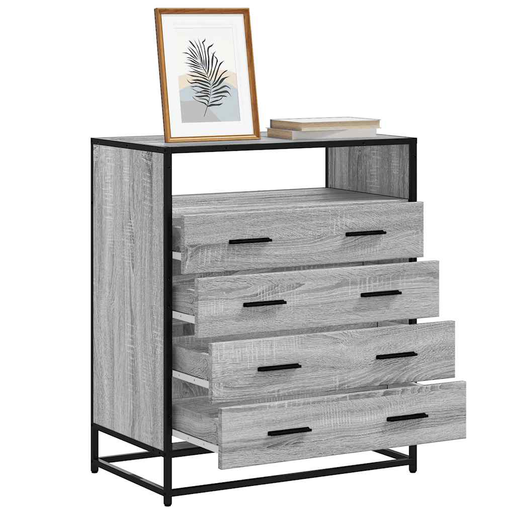 vidaXL Cajonera de madera contrachapada gris sonoma 70x41x83,5 cm