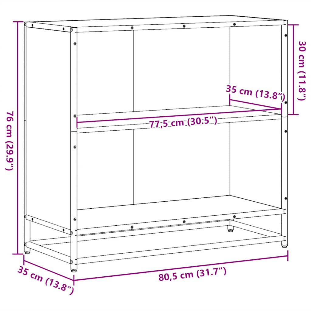 vidaXL Estantería madera ingeniería color roble ahumado 80,5x35x76 cm