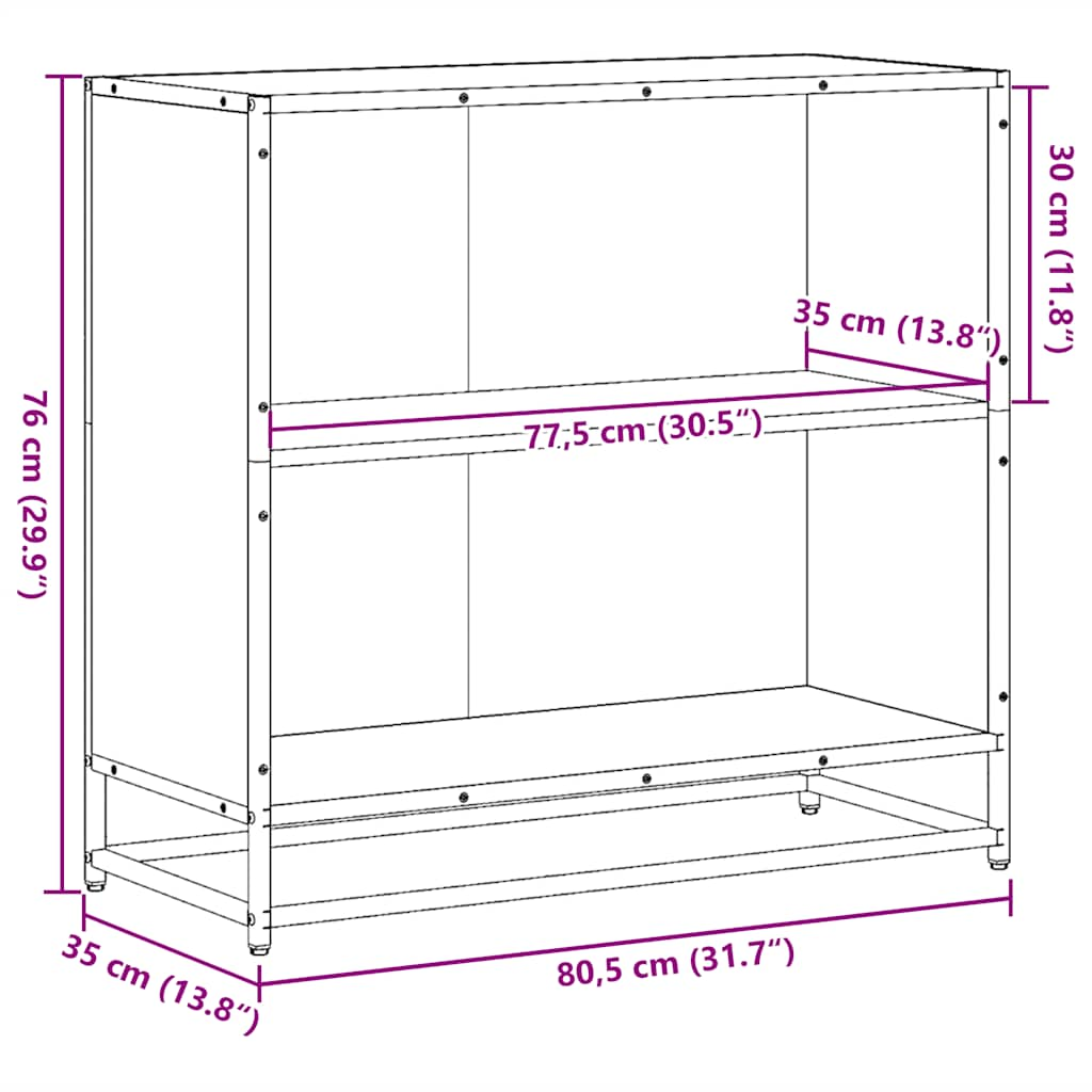 vidaXL Armario de madera de ingeniería roble oscuro 80,5x35x76 cm